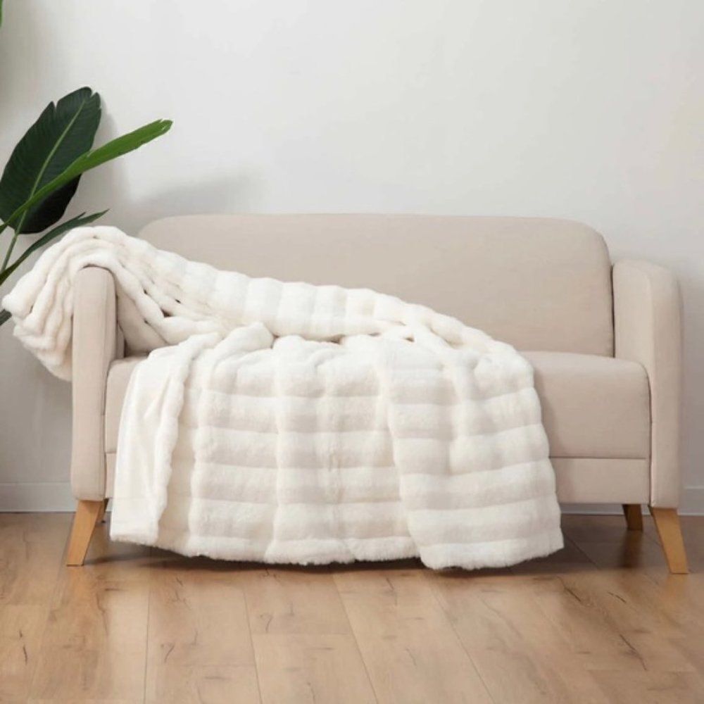 Berkshire Cream Plush Throw Blanket